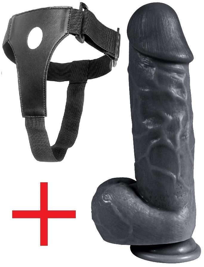 Ultra Gerçekçi Dokuda Belden Bağlamalı Zenci 22 Cm Kalın Penis Realistik Takma Kemerli Siyah Dildo
