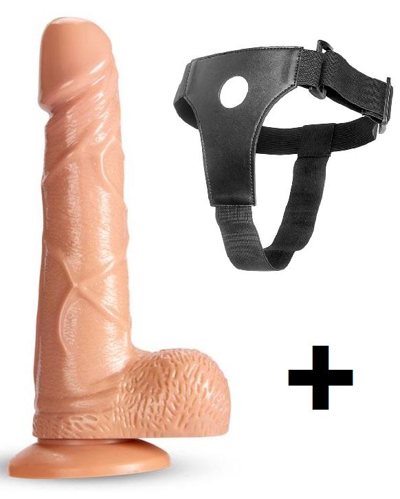 Ultra Yumuşak Damarlı 17 Cm Uzunluğunda Belden Bağlamalı Kemerli Realistik Penis Dildo