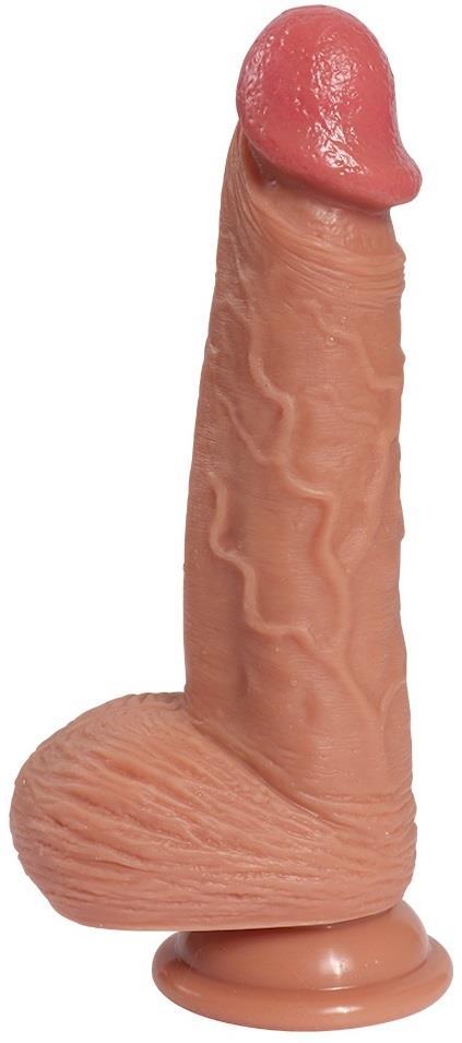 Ultra Yumuşak Dokuda Çift Katmanlı 19.5 Birebir Gerçekçi Hissiyat Cm Vantuzlu Realistik Dildo Penis