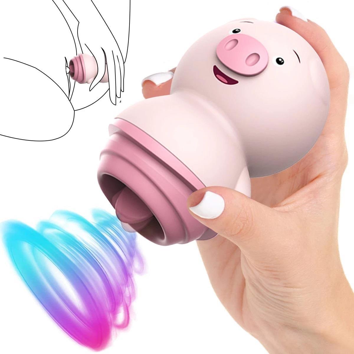 Usb Şarjlı Dil Yalama Orgazm Klitoris Uyarıcılı 6 Farklı Titreşim Modu Sevimli Domuzcuk Dil Vibratör