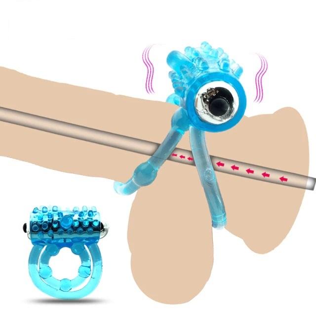 Yüksek Güçlü Titreşimli Silikon Jel Dokuda Testisli Tutturmalı Orgazm Penis Halkası