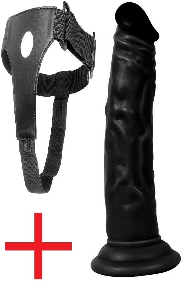 Yumurtalıksız 18.5 Cm Anal Vajina Kemerli Zenci Takma Penis Et Dokusu Belden Bağlamalı Siyah Dildo