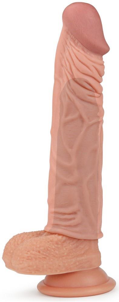 Yumuşak Et Dokusunda 4.5 Cm Dolgulu 19 Cm Gerçekçi Doku Uzatmalı Esnek Realistik Penis Dildo Kılıfı
