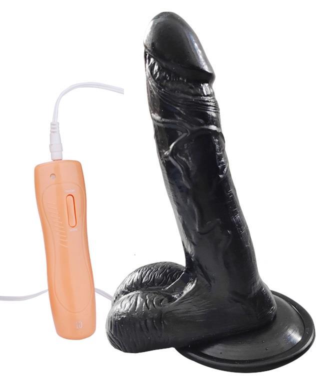 Yumuşak Ten Doku Gerçekçi Hissiyat 20 Cm 10 Mod Titreşim Vantuzlu Zenci Realistik Siyah Penis Dildo