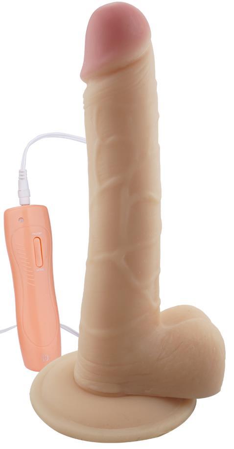 Yumuşak Ultra Gerçekçi Et Dokusu 21 Cm 10 Farklı Titreşimli Vantuzlu Realistik Vibratör Penis Dildo