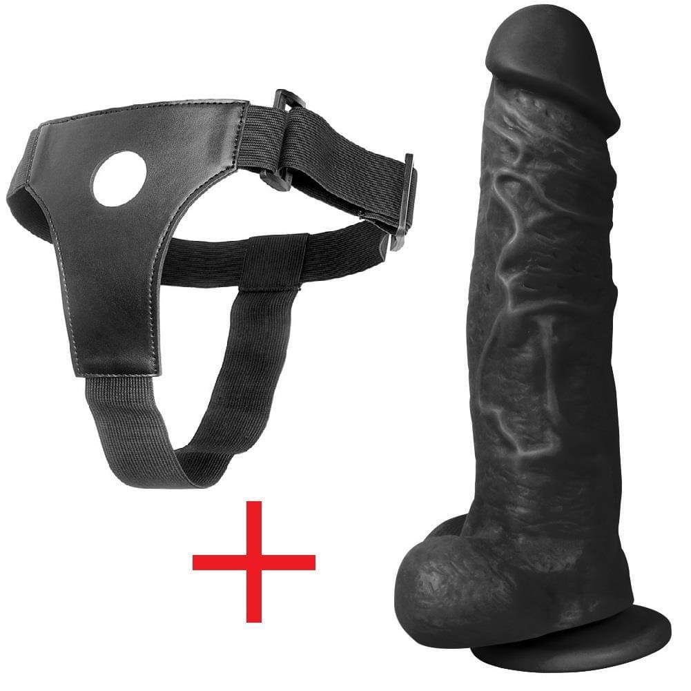 Zenci 27 Cm Gerçekçi Doku Kalın Vantuzlu Büyük Boy Kemerli Penis Realistik Belden Bağlamalı Dildo