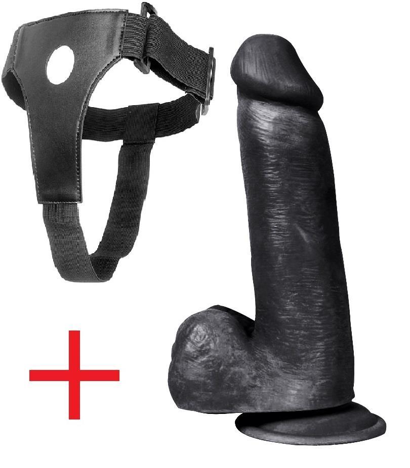 Zenci Kemerli Tam Realistik Gerçekçi Et Dokusunda 20 Cm Dildo Güçlü Vantuzlu Belden Bağlamalı Penis